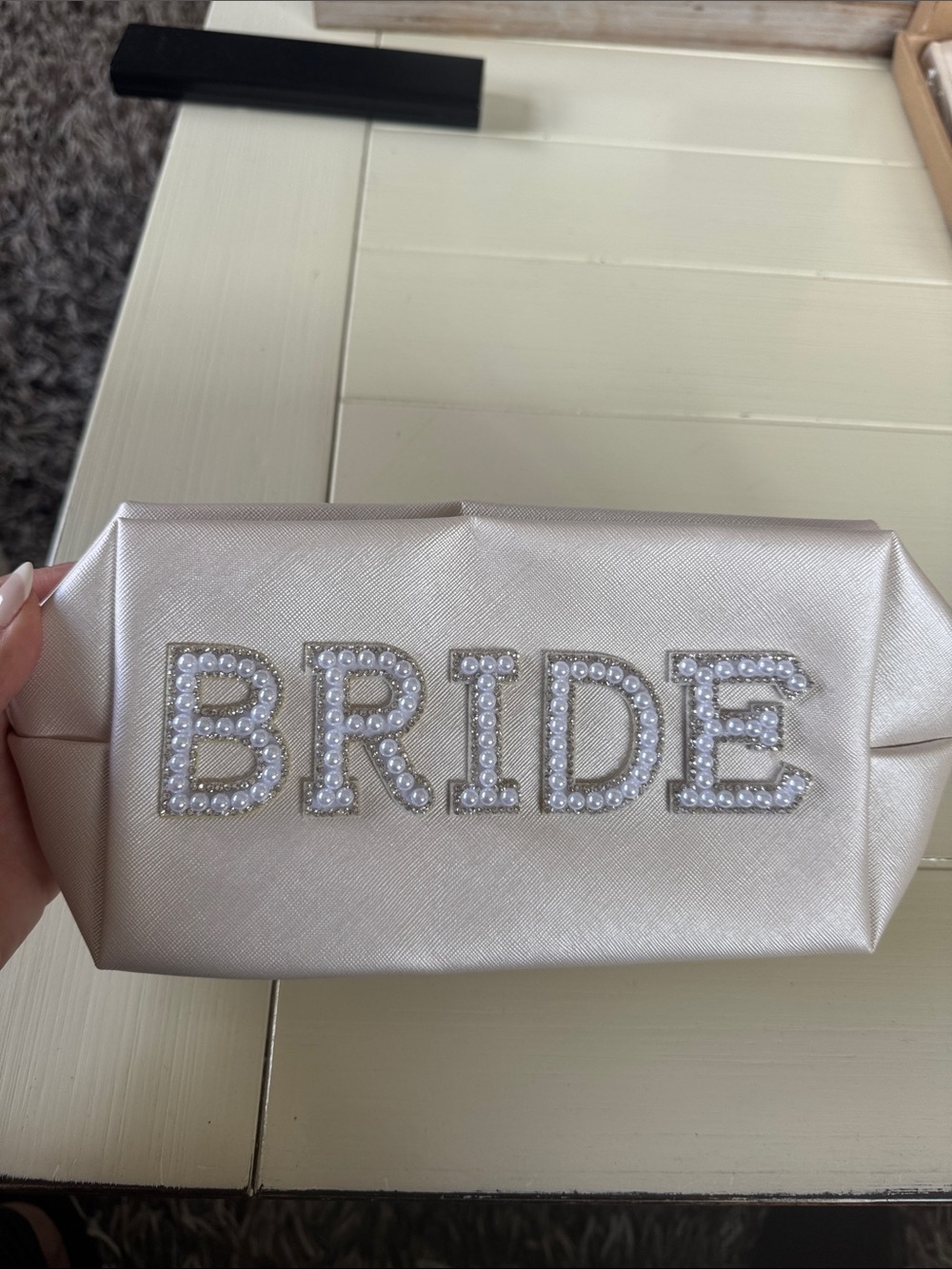 BRIDE Embellished Satin pouch-Pearl Lettering *NEW*
